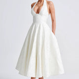 Women's Halter Neck A-Line Midi Dress