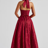 Women's Halter Neck A-Line Midi Dress