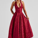 Women's Halter Neck A-Line Midi Dress