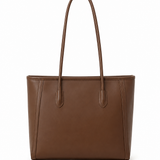 Minimal Structured Leather Tote Bag With Long Handles