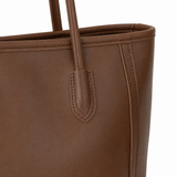 Minimal Structured Leather Tote Bag With Long Handles