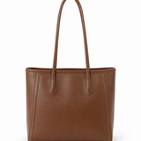 Minimal Structured Leather Tote Bag With Long Handles