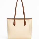 Minimal Structured Leather Tote Bag With Long Handles