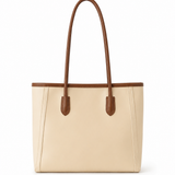 Minimal Structured Leather Tote Bag With Long Handles
