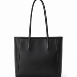 Minimal Structured Leather Tote Bag With Long Handles