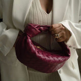 Woven Leather Look Slouchy Crescent Hobo Bag
