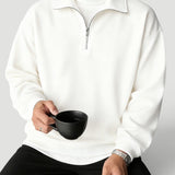 Men's Quarter-Zip Collared Pullover, Ribbed Cuffs