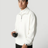 Men's Quarter-Zip Collared Pullover, Ribbed Cuffs