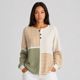 Colour Block Waffle Knit Crew Neck Sweater