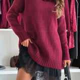 Women's Brown Autumn Oversized Roll Neck Jumper