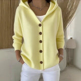 Hooded Knit Button-Front Long Sleeve Cardigan
