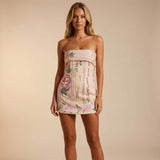 Women's Strapless Floral Print Mini Dress
