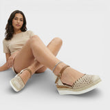 Perforated Espadrille Platform Sandals