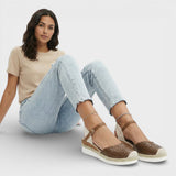 Perforated Espadrille Platform Sandals