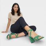 Block Heel Cross Strap Sandals