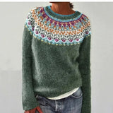 Women's Patterned Fair Isle Boat Neck Sweater