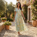 Women's Floral V-Neck Maxi Dress