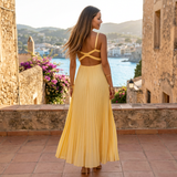 Women's Pleated Halter Maxi Dress