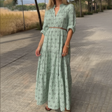 Women's Floral V-Neck Maxi Dress