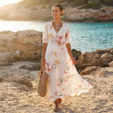 Women's Floral Button Front Maxi Dress