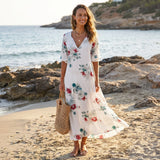 Women's Floral Button Front Maxi Dress