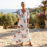 Women's Floral Button Front Maxi Dress