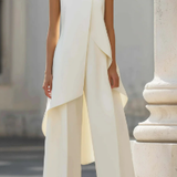 Women's Lightweight White Wide Leg Sleeveless Two Piece Set
