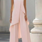 Women's Lightweight White Wide Leg Sleeveless Two Piece Set