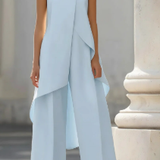 Women's Lightweight White Wide Leg Sleeveless Two Piece Set