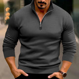 Zip-Up Stand-Collar Casual Polyester Sweater