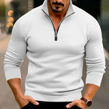 Zip-Up Stand-Collar Casual Polyester Sweater