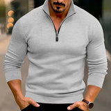 Zip-Up Stand-Collar Casual Polyester Sweater