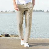 Men's Lightweight Linen Cotton Casual Trousers