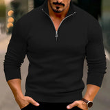 Zip-Up Stand-Collar Casual Polyester Sweater