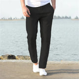 Men's Lightweight Linen Cotton Casual Trousers