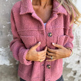 Women's Button-Front Lapel Coat with Pockets