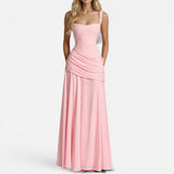 Women's Sleeveless Ruched Bodycon Maxi Dress