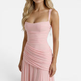 Women's Sleeveless Ruched Bodycon Maxi Dress