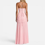 Women's Sleeveless Ruched Bodycon Maxi Dress
