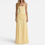 Women's Sleeveless Ruched Bodycon Maxi Dress