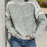 Colour Block Waffle Knit Crew Neck Sweater