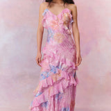 Women's Floral Ruffle Maxi Dress