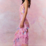 Women's Floral Ruffle Maxi Dress