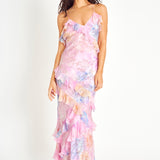 Women's Floral Ruffle Maxi Dress