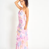 Women's Floral Ruffle Maxi Dress