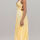 Women's Pleated V-Neck Maxi Dress