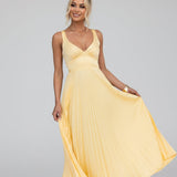 Women's Pleated Sleeveless Maxi Dress