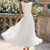 Women's Sleeveless Pleated Flared Midi Dress