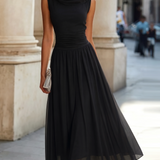 Women's Sleeveless Pleated Flared Midi Dress