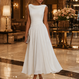 Women's Sleeveless Pleated Flared Midi Dress